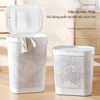 Giỏ đựng đồ giặt 45/60L nhựa dày dặn, nắp đậy, 4 bánh xe, BH 1 năm - 68.645₫
