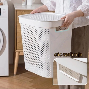 Giỏ đựng đồ giặt 45/60L nhựa dày dặn, nắp đậy, 4 bánh xe, BH 1 năm - 68.645₫