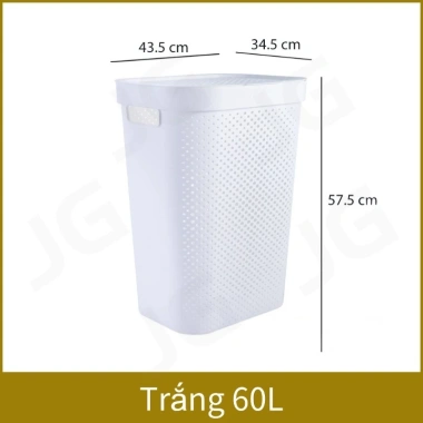 Giỏ đựng đồ giặt 45/60L nhựa dày dặn, nắp đậy, 4 bánh xe, BH 1 năm - 68.645₫