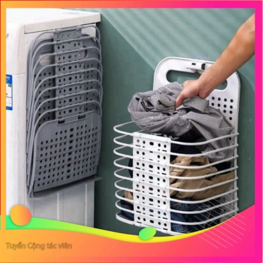 Giỏ đựng đồ treo tường gấp gọn – Giải pháp lưu trữ quần áo, kèm móc dán, giảm 21% 2 Giỏ đựng đồ treo tường gấp gọn – Giải pháp lưu trữ quần áo, kèm móc dán, giảm 21% 2