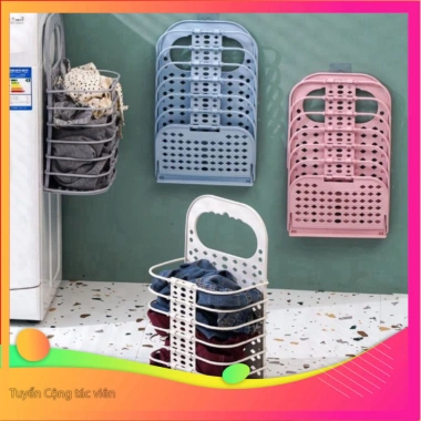 Giỏ đựng đồ treo tường gấp gọn – Giải pháp lưu trữ quần áo, kèm móc dán, giảm 21%