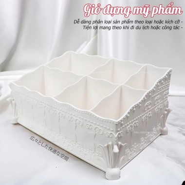 Giỏ đựng mỹ phẩm 6 ô - Khay sắp xếp nail và phụ kiện, decor gọn, tiện lợi 34k