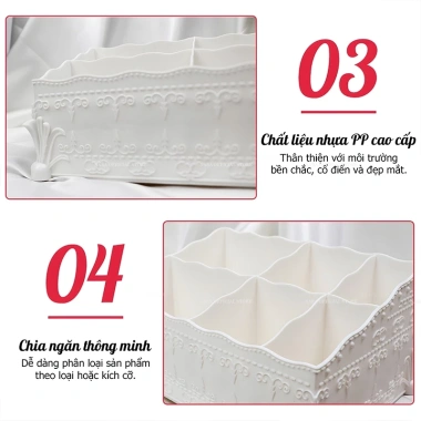 Giỏ đựng mỹ phẩm 6 ô - Khay sắp xếp nail và phụ kiện, decor gọn, tiện lợi 34k