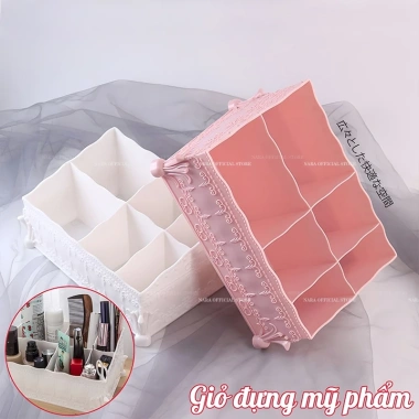 Giỏ đựng mỹ phẩm 6 ô - Khay sắp xếp nail và phụ kiện, decor gọn, tiện lợi 34k