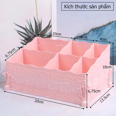 Giỏ đựng mỹ phẩm 6 ô - Khay sắp xếp nail và phụ kiện, decor gọn, tiện lợi 34k