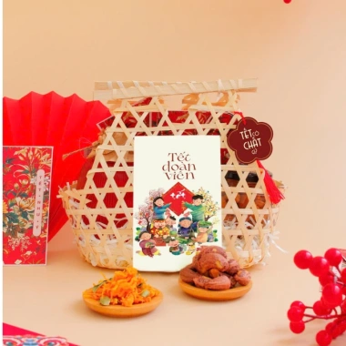 Giỏ đựng quà Tết quai ngang lá tre - Quà biếu ngày Tết cổ truyền, chỉ 10.000₫