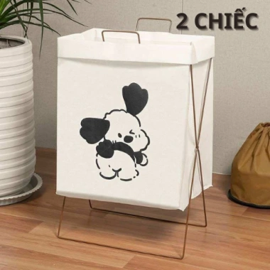 Giỏ Đựng Quần Áo Bẩn Đồ Giặt Gấp Gọn Họa Tiết Cute Tiện Lợi - Túi Canvas Khung Sắt CenturyHomee