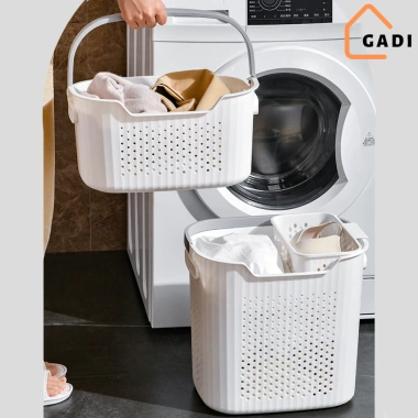 Giỏ đựng quần áo bẩn GADI đa năng và giỏ lót, quai xách PP cứng, giá ưu đãi 155k