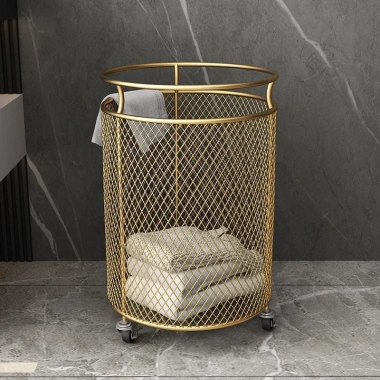 Giỏ đựng quần áo bẩn kim loại bánh xe, phù hợp phòng tắm, ngủ, giặt - 387.720₫