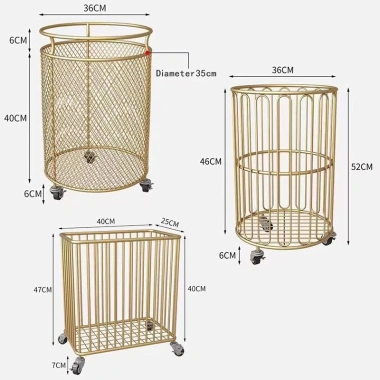 Giỏ đựng quần áo bẩn kim loại bánh xe, phù hợp phòng tắm, ngủ, giặt - 387.720₫