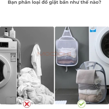 Giỏ đựng quần áo bẩn MOOCHI treo tường lưới thoáng khí, gấp gọn, chỉ 34.999đ 2 Giỏ đựng quần áo bẩn MOOCHI treo tường lưới thoáng khí, gấp gọn, chỉ 34.999đ 2