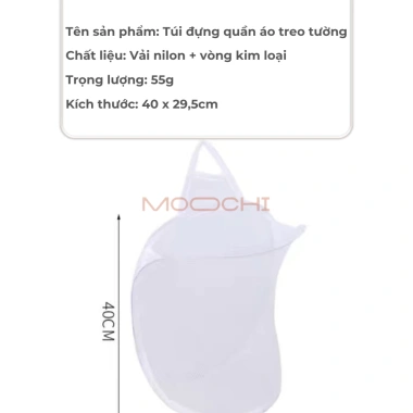 Giỏ đựng quần áo bẩn MOOCHI treo tường lưới thoáng khí, gấp gọn, chỉ 34.999đ