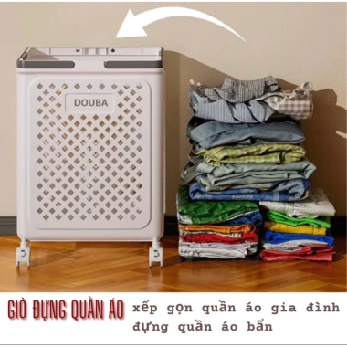 Giỏ đựng quần áo gấp gọn tiện lợi, bánh xe di chuyển nhựa PP – chỉ 105.000 VND