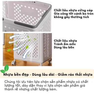 Giỏ đựng quần áo gấp gọn tiện lợi, bánh xe di chuyển nhựa PP – chỉ 105.000 VND