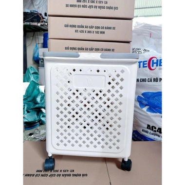 Giỏ đựng quần áo gấp gọn tiện lợi, bánh xe di chuyển nhựa PP – chỉ 105.000 VND