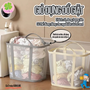 Giỏ Đựng Quần Áo Lưới Trong Cao Cấp - Xếp Gọn, Thoáng Khí, Dễ Mang Theo cho Gia Đình & Ký Túc Xá - Giá 78.000đ