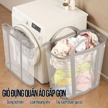 Giỏ Đựng Quần Áo Lưới Trong Cao Cấp - Xếp Gọn, Thoáng Khí, Dễ Mang Theo cho Gia Đình & Ký Túc Xá - Giá 78.000đ 3 Giỏ Đựng Quần Áo Lưới Trong Cao Cấp - Xếp Gọn, Thoáng Khí, Dễ Mang Theo cho Gia Đình & Ký Túc Xá - Giá 78.000đ 3