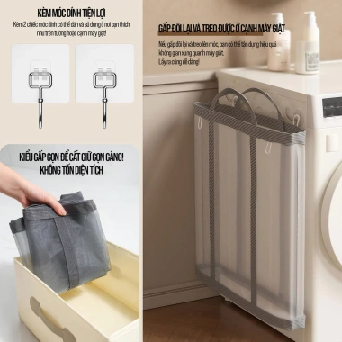 Giỏ Đựng Quần Áo Lưới Trong Cao Cấp - Xếp Gọn, Thoáng Khí, Dễ Mang Theo cho Gia Đình & Ký Túc Xá - Giá 78.000đ