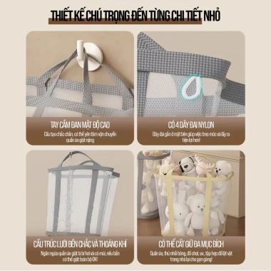 Giỏ Đựng Quần Áo Lưới Trong Cao Cấp - Xếp Gọn, Thoáng Khí, Dễ Mang Theo cho Gia Đình & Ký Túc Xá - Giá 78.000đ