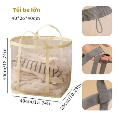 Giỏ Đựng Quần Áo Lưới Trong Cao Cấp - Xếp Gọn, Thoáng Khí, Dễ Mang Theo cho Gia Đình & Ký Túc Xá - Giá 78.000đ