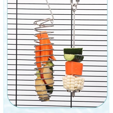 Giỏ đựng thức ăn vẹt inox – Kẹp chắc vào lồng, cho Cockatiel & Vẹt Sóng, đựng trái cây & xương mực 4