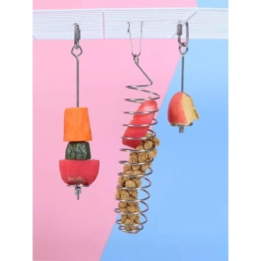 Giỏ đựng thức ăn vẹt inox – Kẹp chắc vào lồng, cho Cockatiel & Vẹt Sóng, đựng trái cây & xương mực 5