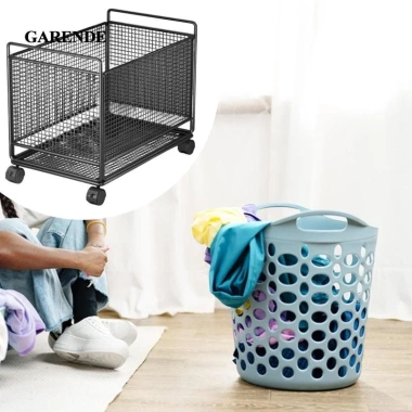Giỏ Giặt Di Động Garende - Xe Đựng Thùng Đồ Sắt, Bánh Xe Xoay, Cách Gia Đình 5