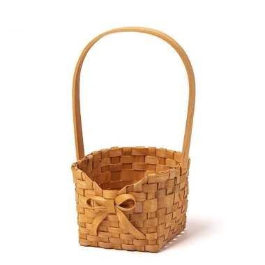 Giỏ hoa cô dâu COFORDOS tay cầm nơ dệt tay – Hộp dã ngoại Willow mây, quà tặng 5