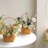 Giỏ hoa cô dâu COFORDOS tay cầm nơ dệt tay – Hộp dã ngoại Willow mây, quà tặng 9