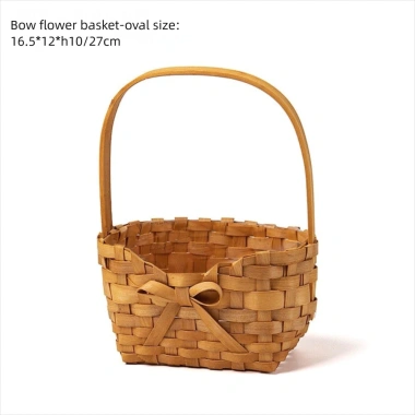 Giỏ hoa cô dâu COFORDOS tay cầm nơ dệt tay – Hộp dã ngoại Willow mây, quà tặng 10