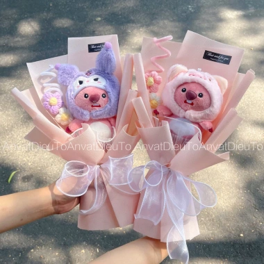Giỏ hoa gấu bông Loopy siêu xinh - Quà sinh nhật, lễ tình nhân, chỉ 90.000₫