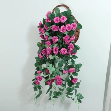 Giỏ Hoa Hồng Giả Bằng Nhựa Treo Tường Trang Trí Phòng Khách - Giá 74.203 VND
