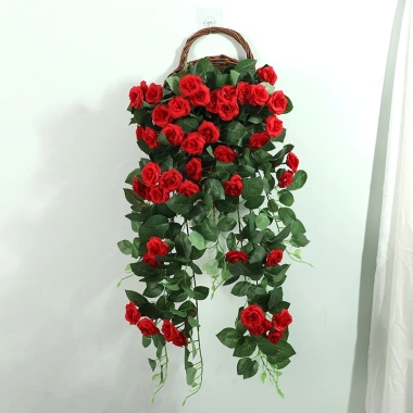 Giỏ Hoa Hồng Giả Bằng Nhựa Treo Tường Trang Trí Phòng Khách - Giá 74.203 VND