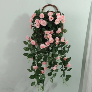 Giỏ Hoa Hồng Giả Bằng Nhựa Treo Tường Trang Trí Phòng Khách - Giá 74.203 VND