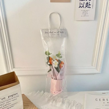 Giỏ hoa len handmade Valentine, sinh nhật, 8/3, 20/10 - kèm túi + đèn 3 chế độ, giá 65.000đ