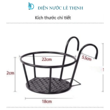 Giỏ hoa treo ban công - Chậu cảnh, móc treo, khung thép, sơn tĩnh điện, chỉ 36.000 đồng