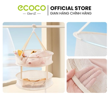 Giỏ lưới phơi đồ ECOCO 1-2 tầng kèm móc treo đa năng - Giá 65k (giảm từ 79.3k)