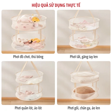 Giỏ lưới phơi đồ ECOCO 1-2 tầng kèm móc treo đa năng - Giá 65k (giảm từ 79.3k)