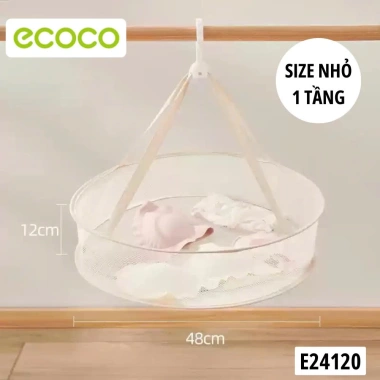 Giỏ lưới phơi đồ ECOCO 1-2 tầng kèm móc treo đa năng - Giá 65k (giảm từ 79.3k)