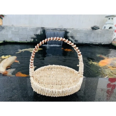 Giỏ mây viền cói Ovan - Quà Tết, Giỏ hoa, Trái cây, giá sỉ 45.000đ, chất liệu mây tre bền
