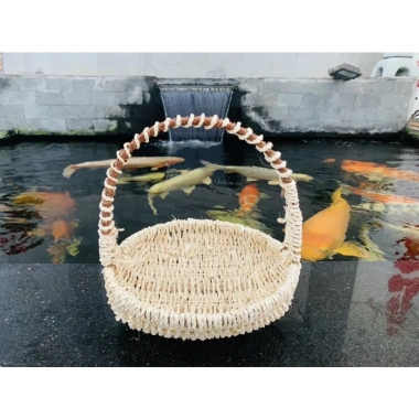 Giỏ mây viền cói Ovan - Quà Tết, Giỏ hoa, Trái cây, giá sỉ 45.000đ, chất liệu mây tre bền