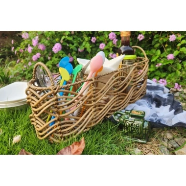 Giỏ nhựa giả mây oval 3 ngăn – Kệ bếp, Picnic dã ngoại, Tiệc event, Giá chỉ 136.000₫ 3