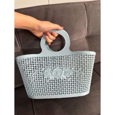 Giỏ nhựa lỗ tròn hoa nổi - Giỏ đi chợ tiện lợi, đựng đồ, giá chỉ 29.000đ 5