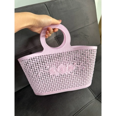 Giỏ nhựa lỗ tròn hoa nổi - Giỏ đi chợ tiện lợi, đựng đồ, giá chỉ 29.000đ 6