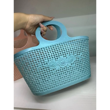 Giỏ nhựa lỗ tròn hoa nổi - Giỏ đi chợ tiện lợi, đựng đồ, giá chỉ 29.000đ 8