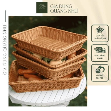 Giỏ Nhựa Mây Tre Đan Vintage - Rổ Đựng Hoa Quả Dã Ngoại, Decor, Giá 63.000đ
