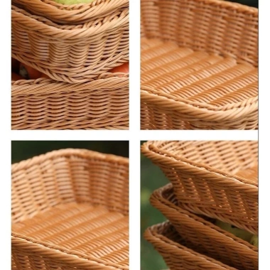 Giỏ Nhựa Mây Tre Đan Vintage - Rổ Đựng Hoa Quả Dã Ngoại, Decor, Giá 63.000đ