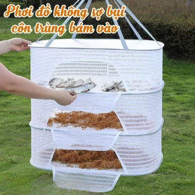 Giỏ Phơi Đa Năng 3 Tầng DOMES Lồng Sấy Thực Phẩm Chống Côn Trùng Phơi Khô Quần Áo Gấp Gọn Giá 33.000 đồng 2