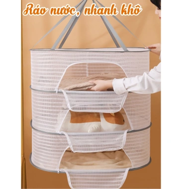 Giỏ Phơi Đa Năng 3 Tầng DOMES Lồng Sấy Thực Phẩm Chống Côn Trùng Phơi Khô Quần Áo Gấp Gọn Giá 33.000 đồng 7