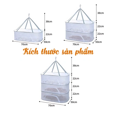 Giỏ Phơi Đa Năng 3 Tầng DOMES Lồng Sấy Thực Phẩm Chống Côn Trùng Phơi Khô Quần Áo Gấp Gọn Giá 33.000 đồng 9